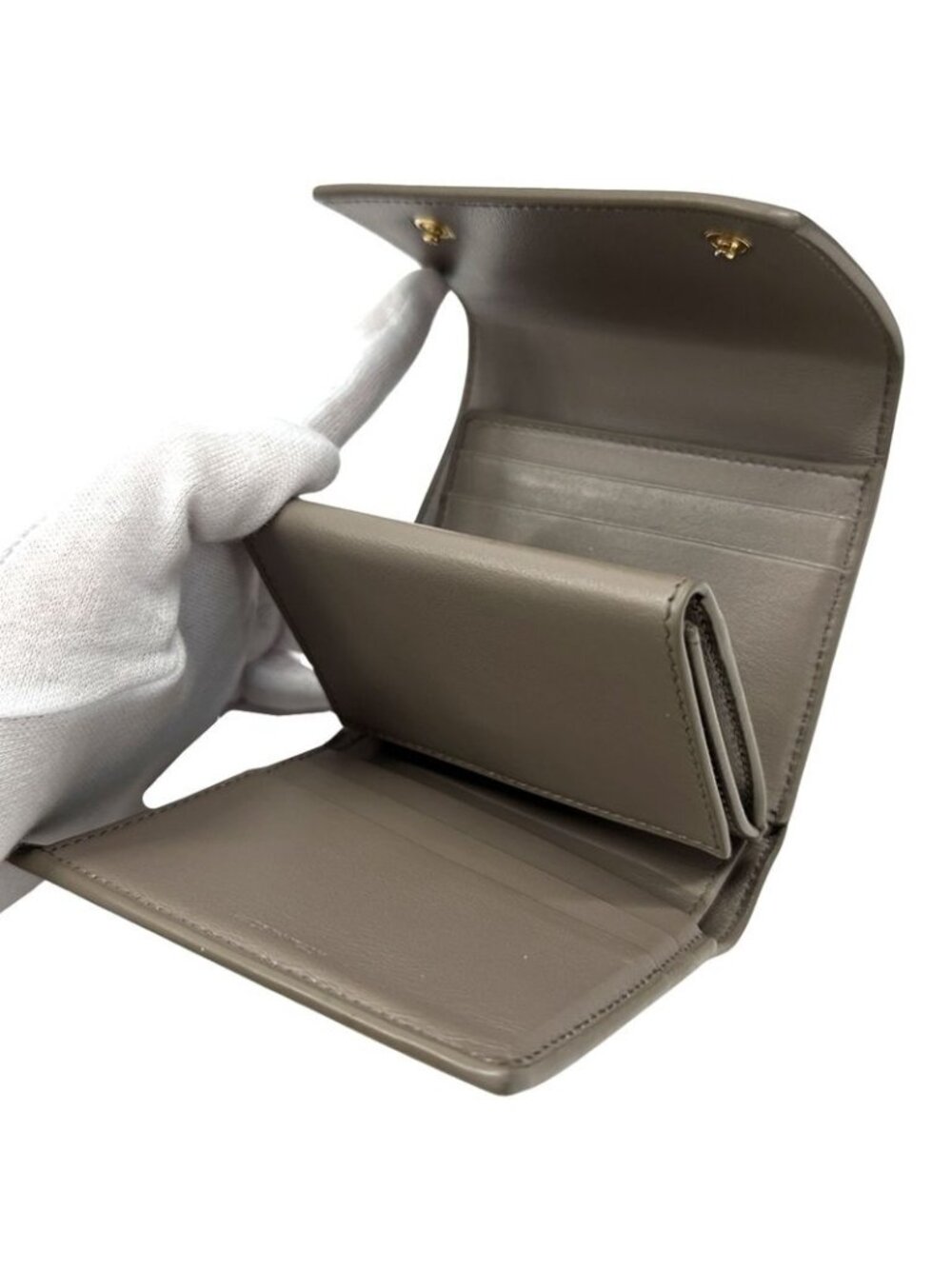 Celine Wallet Trifold Leather Small Gray Mini Compact - Picture 4 of 15